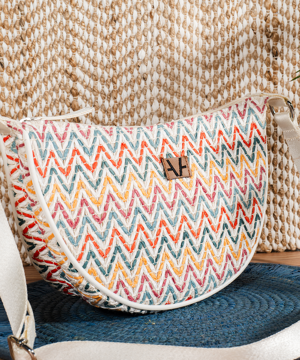 Vibrant Mosaic Moon Cross Body