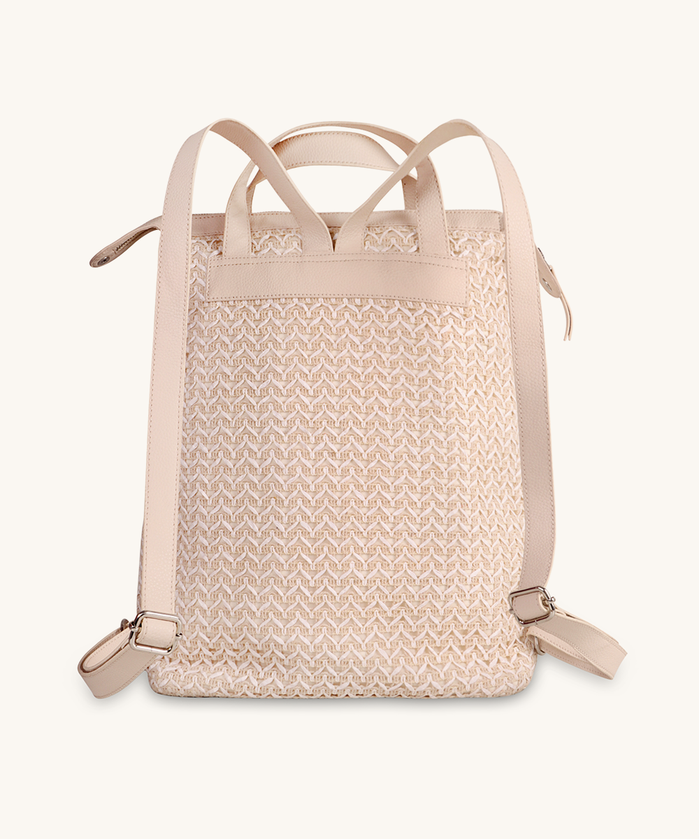 Eco-Friendly Raffia Cotton Backpack for Women