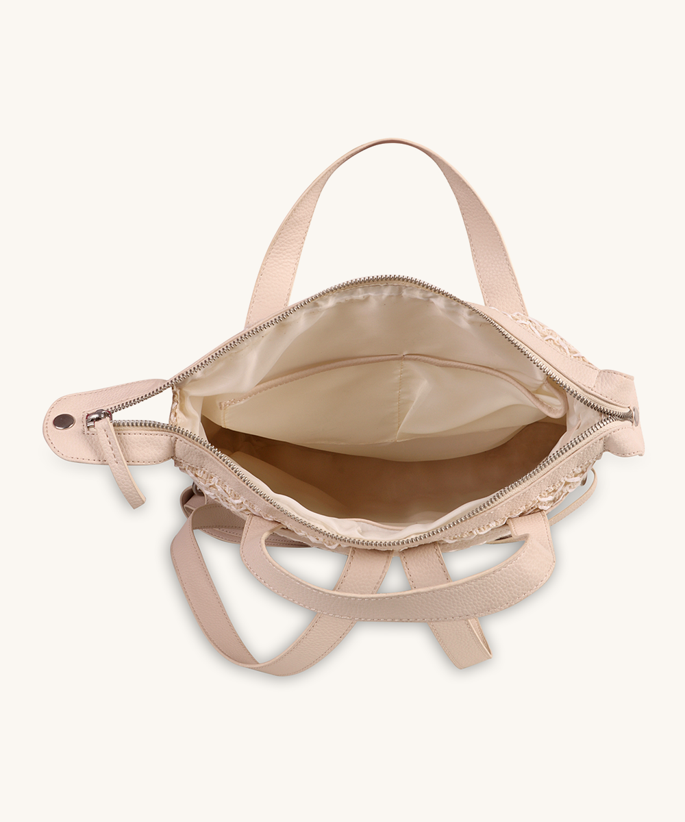 Eco-Friendly Raffia Cotton Backpack for Women