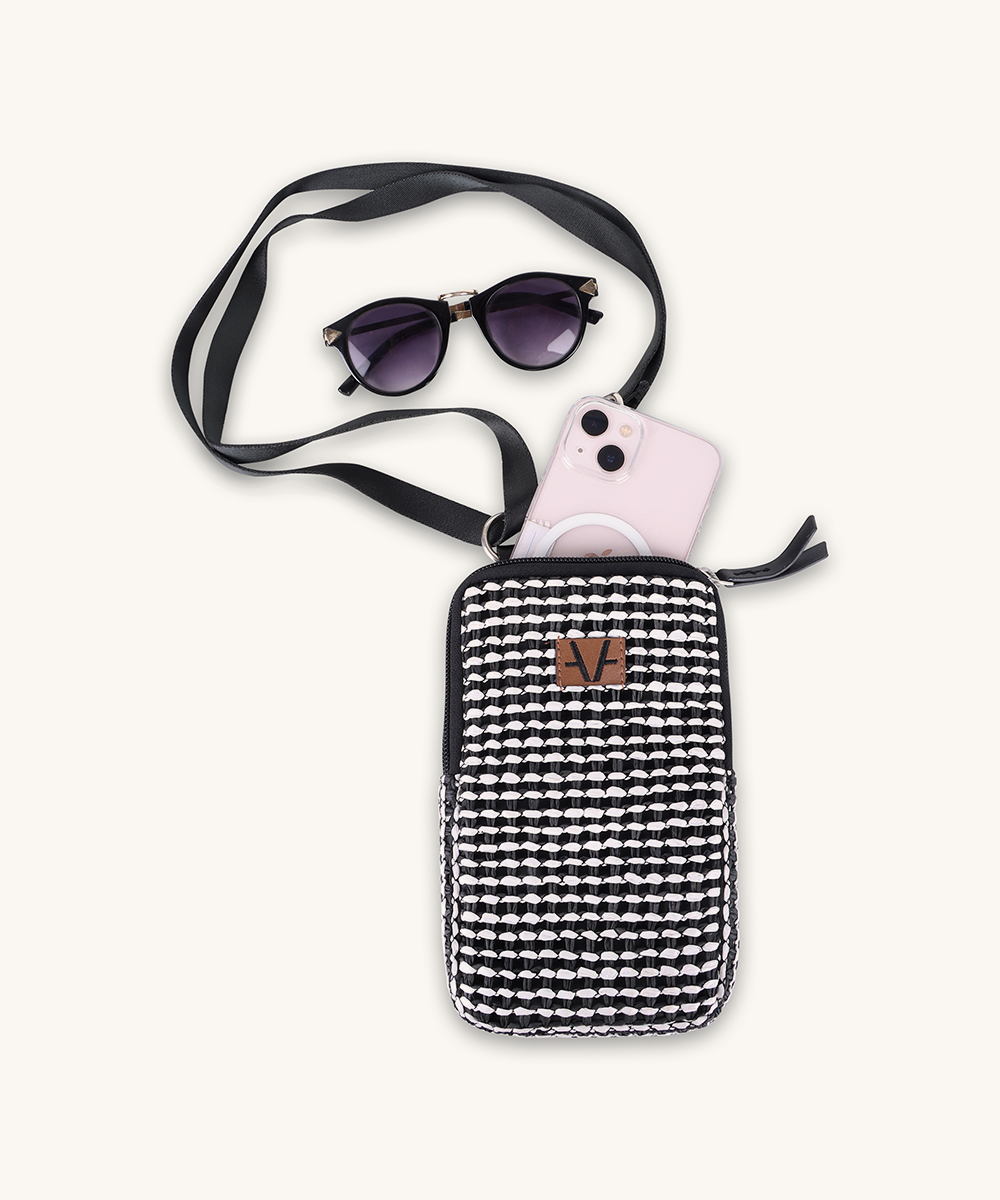 Monochrome Mosaic Mobile Pouch
