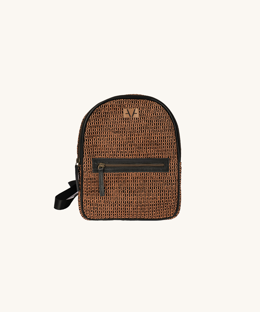 black and brown mini backpack Eco-Friendly Raffia Backpack for Everyday Use
