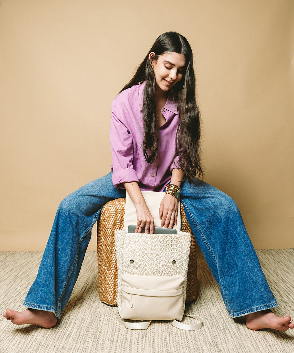 Chic ivory Flap back pack