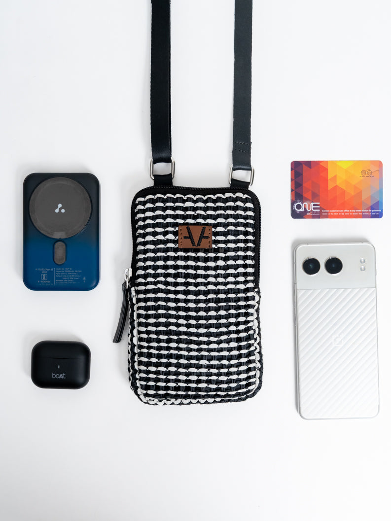Monochrome Mosaic Mobile Pouch