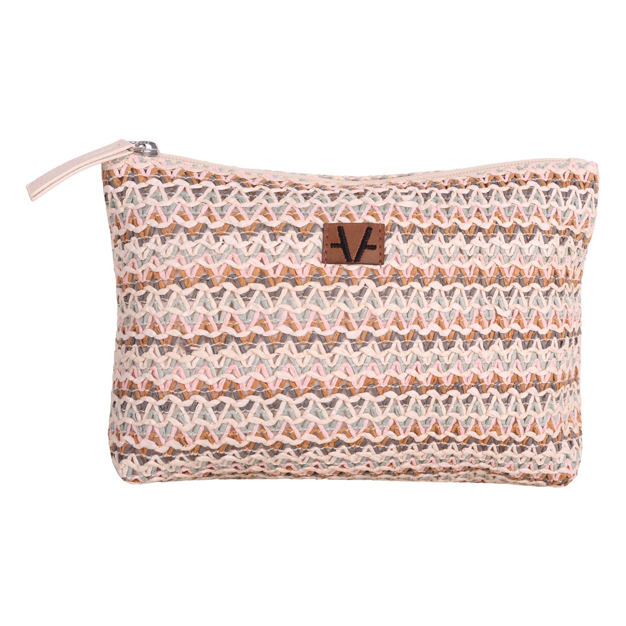 Pink Blush Raffia Pouch Bag - Eco-Friendly Craft