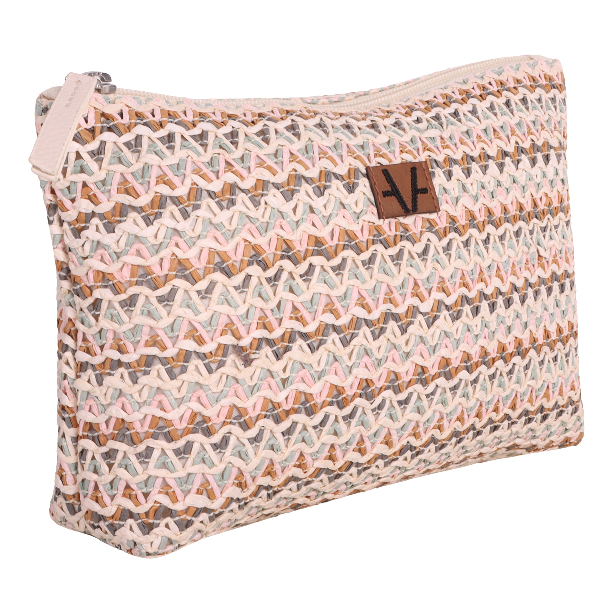 Pink Blush Raffia Pouch Bag - Eco-Friendly Craft