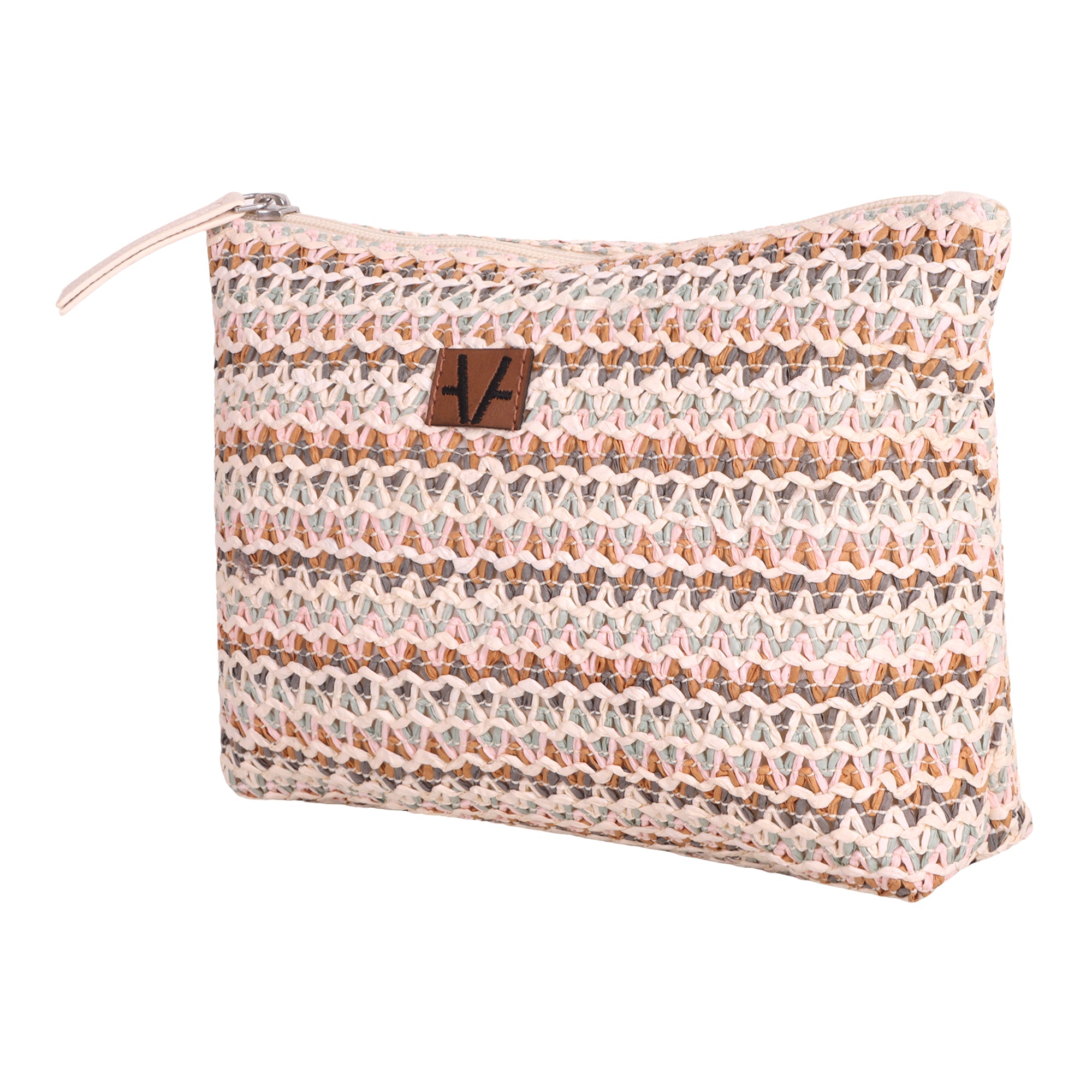 Pink Blush Raffia Pouch Bag - Eco-Friendly Craft