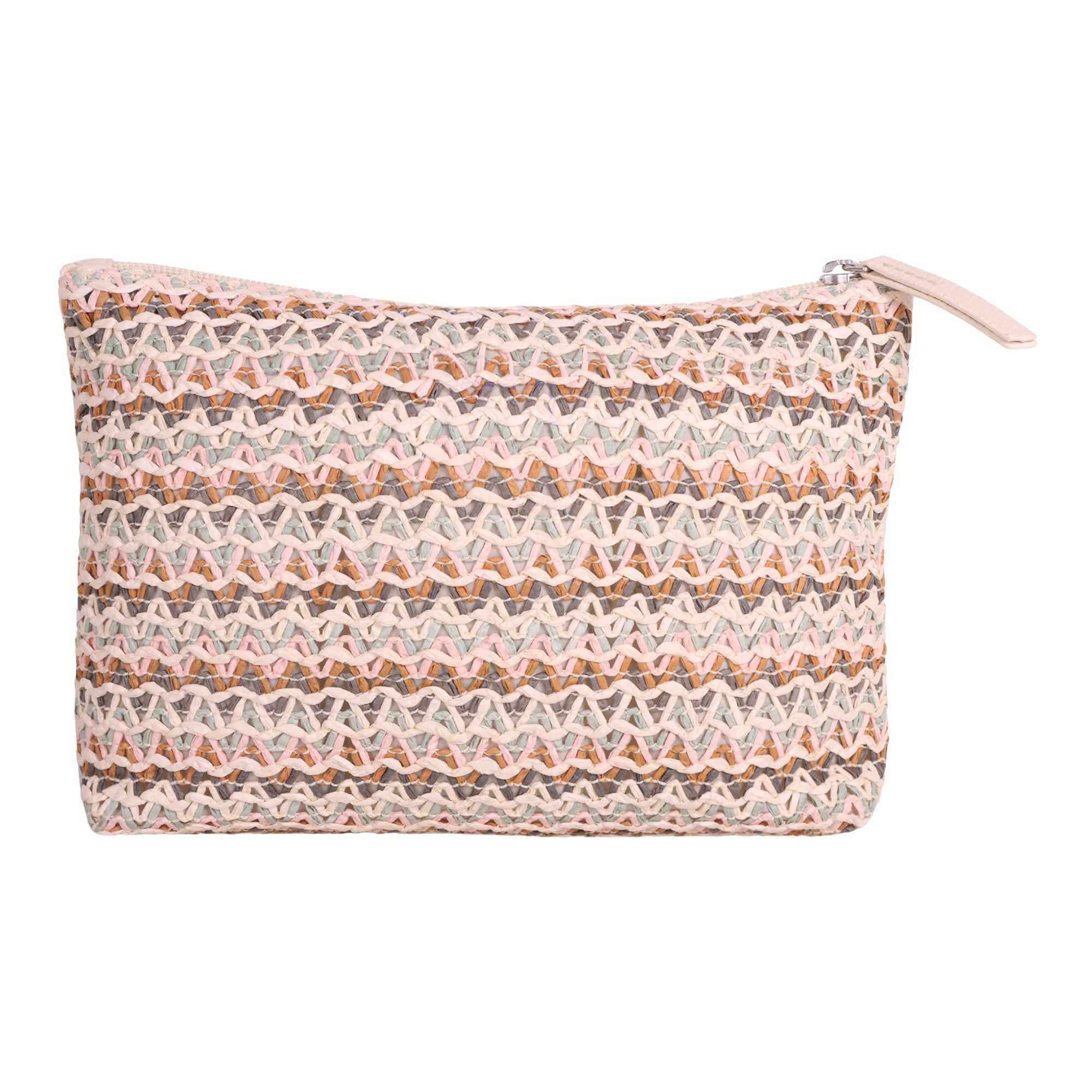 Pink Blush Raffia Pouch Bag - Eco-Friendly Craft