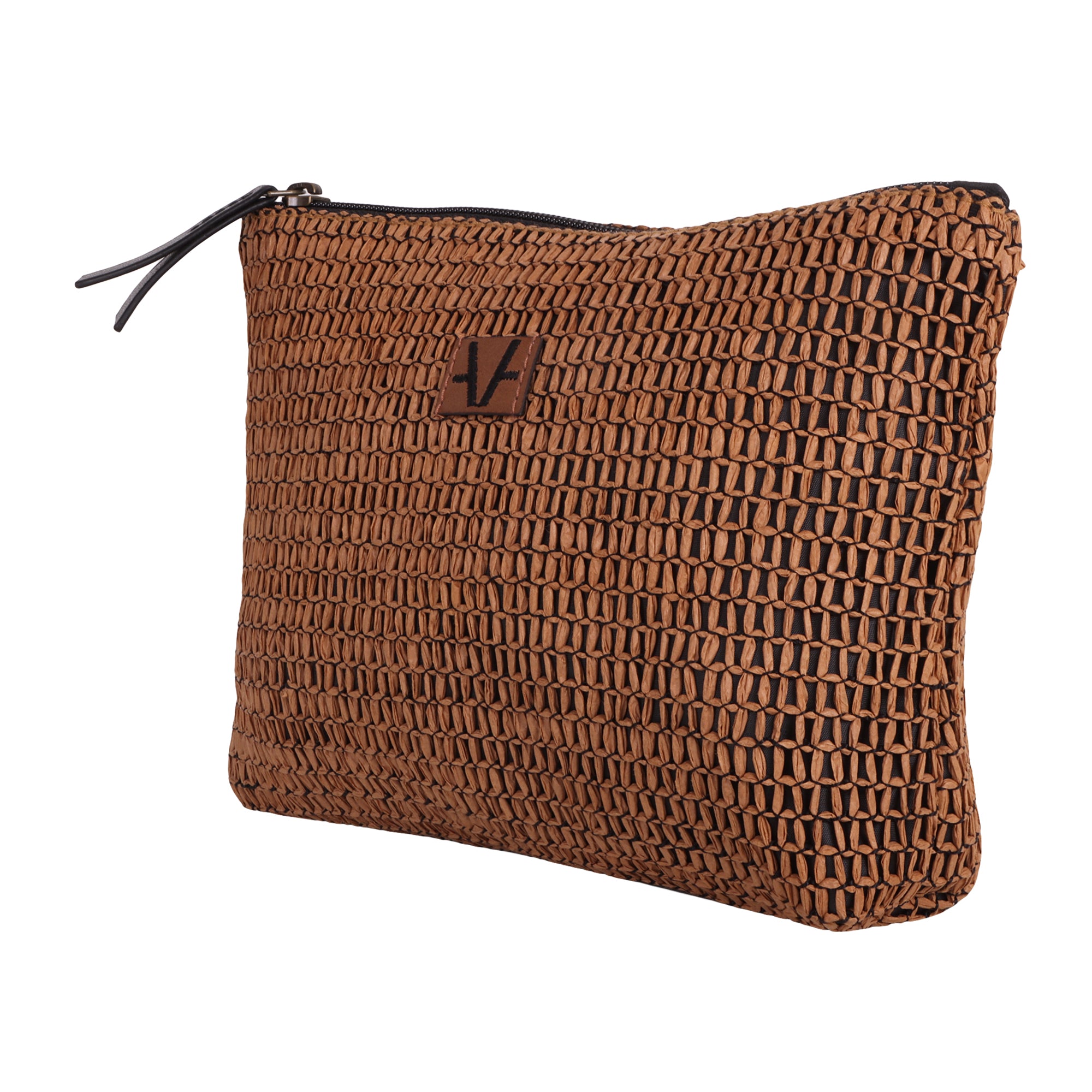 Amber Vegan Leather Big Pouch Bag in Rustic Brown