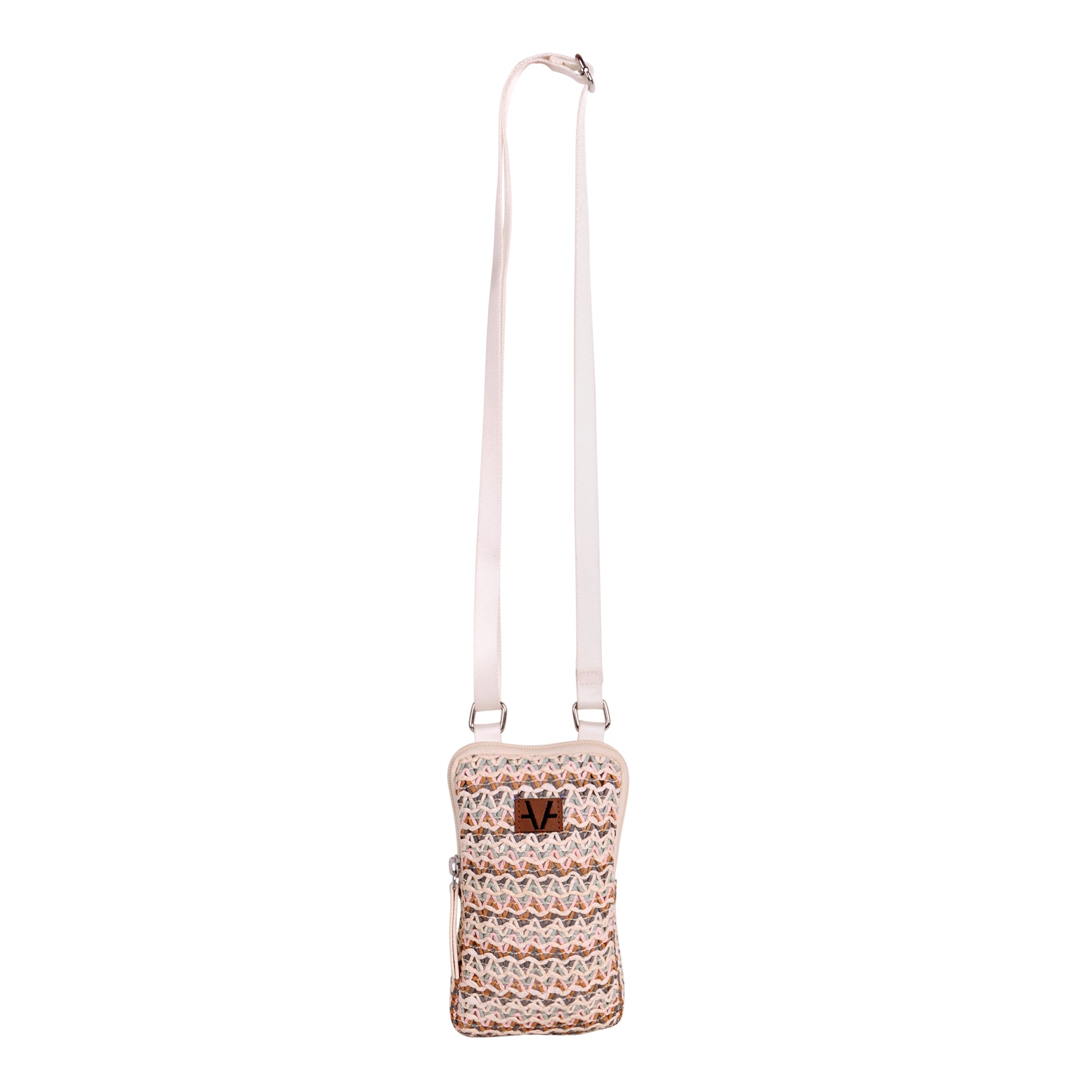 Women's Multi Pink Raffia Mobile Pouch Bag