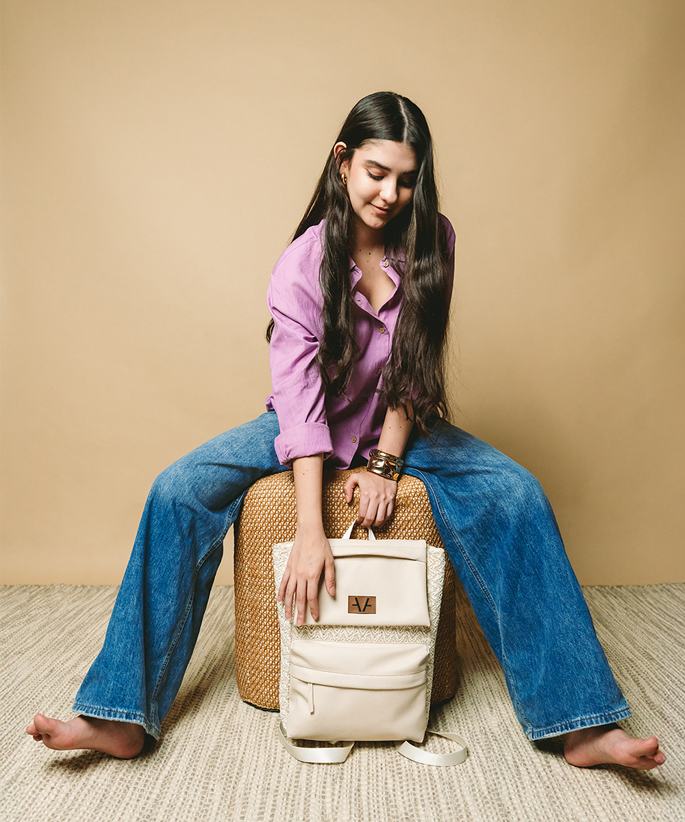 Chic ivory Flap back pack