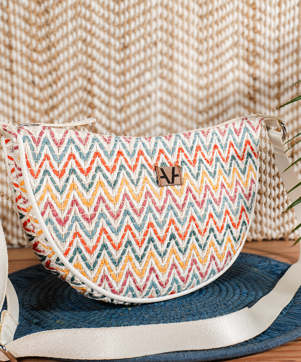 Vibrant Mosaic Moon Cross Body