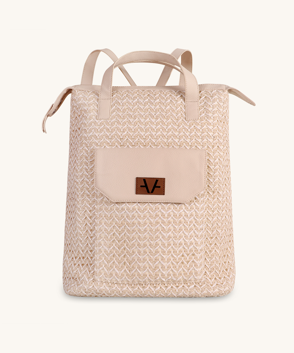 Eco-Friendly Raffia Cotton Backpack for Women