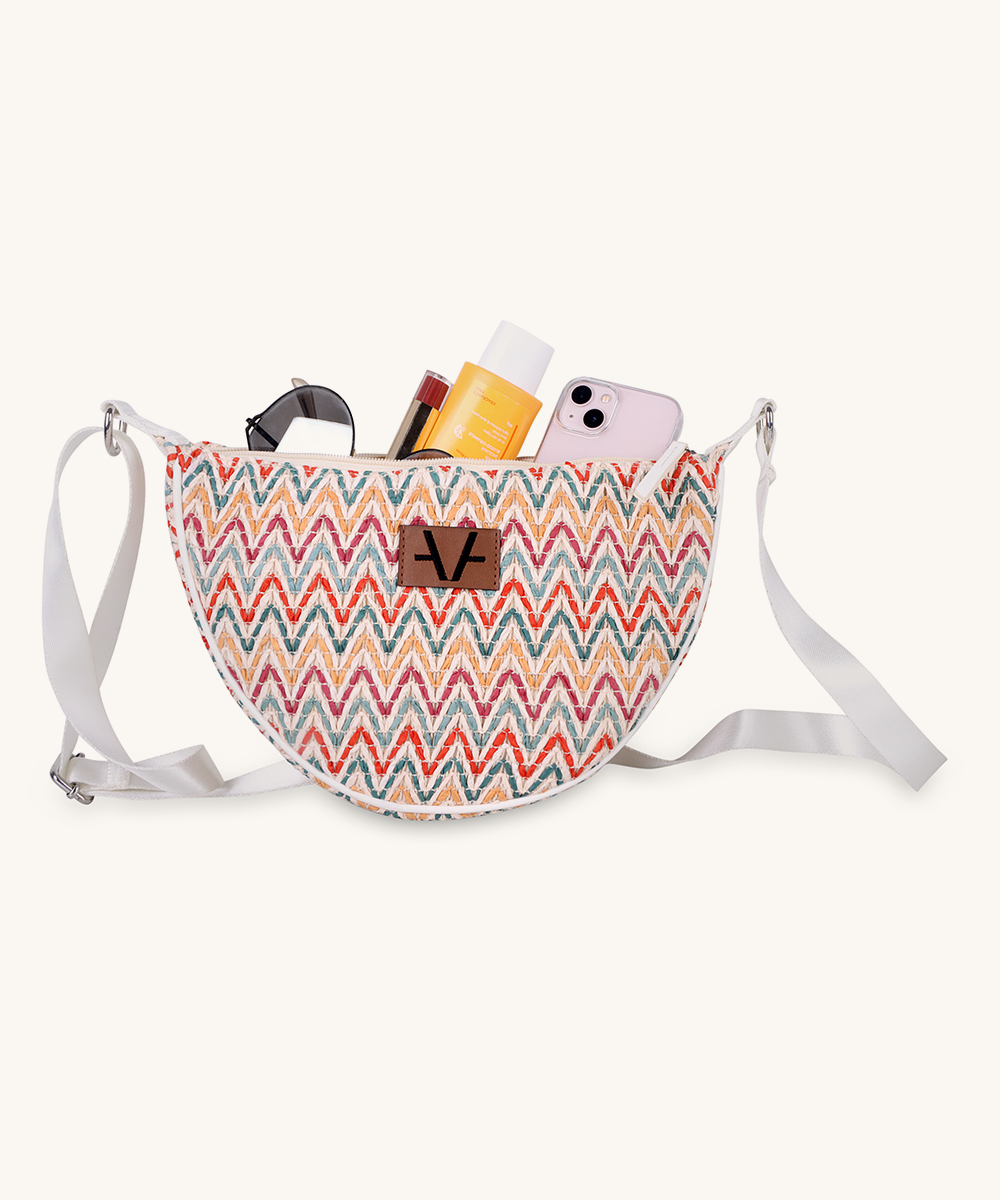Vibrant Mosaic Moon Cross Body