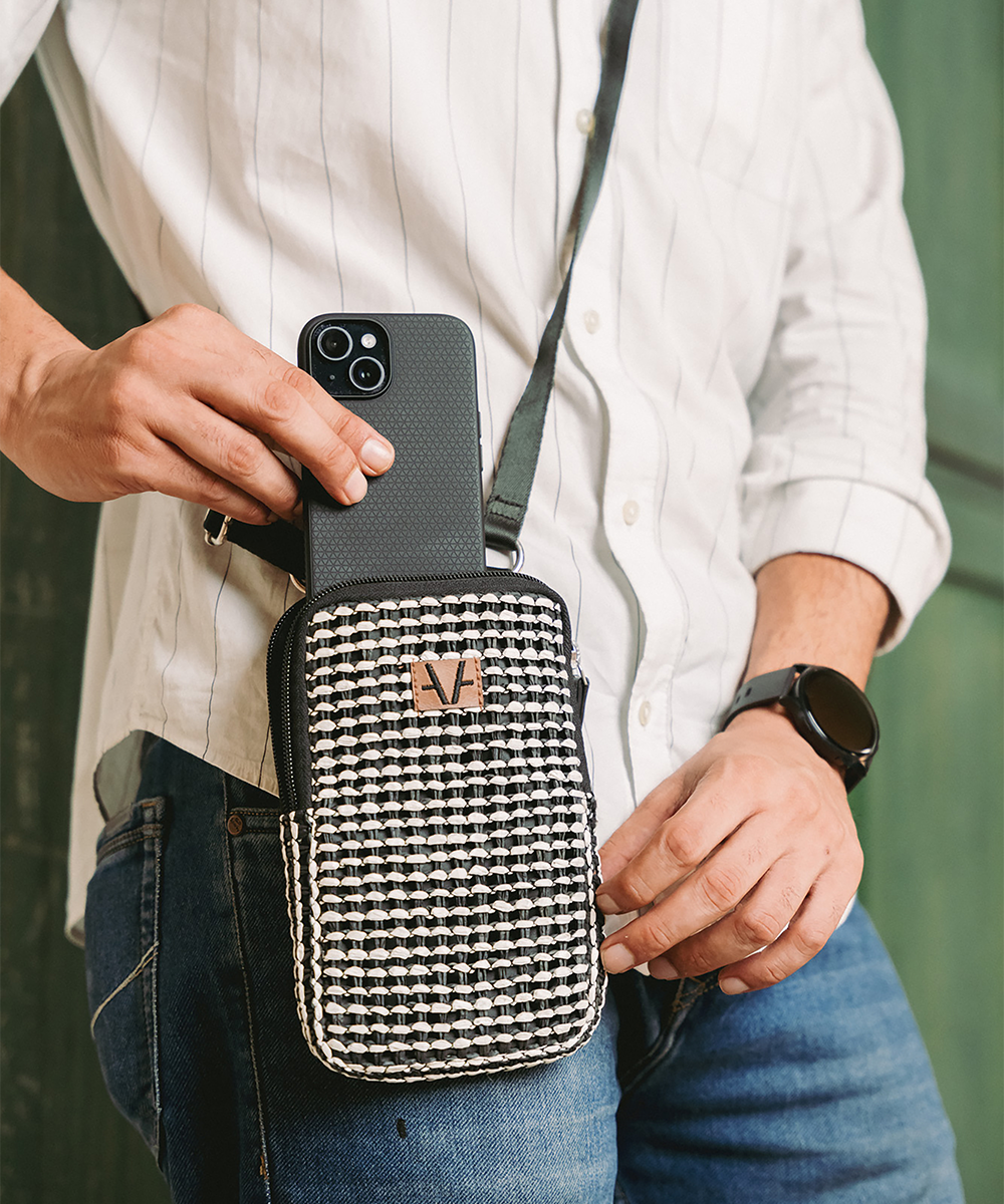 Monochrome Mosaic Mobile Pouch