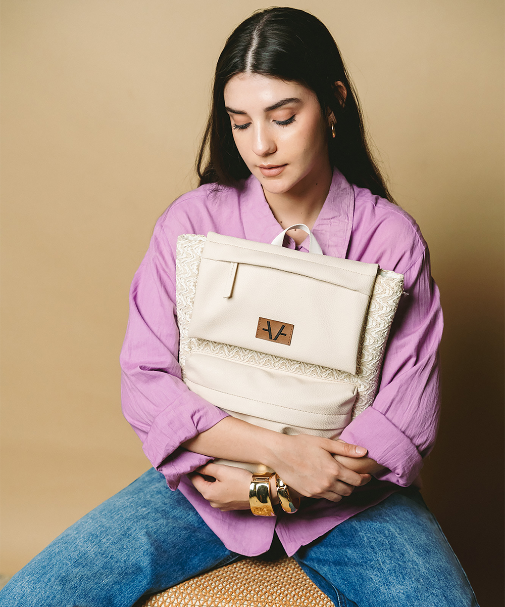 Chic ivory Flap back pack