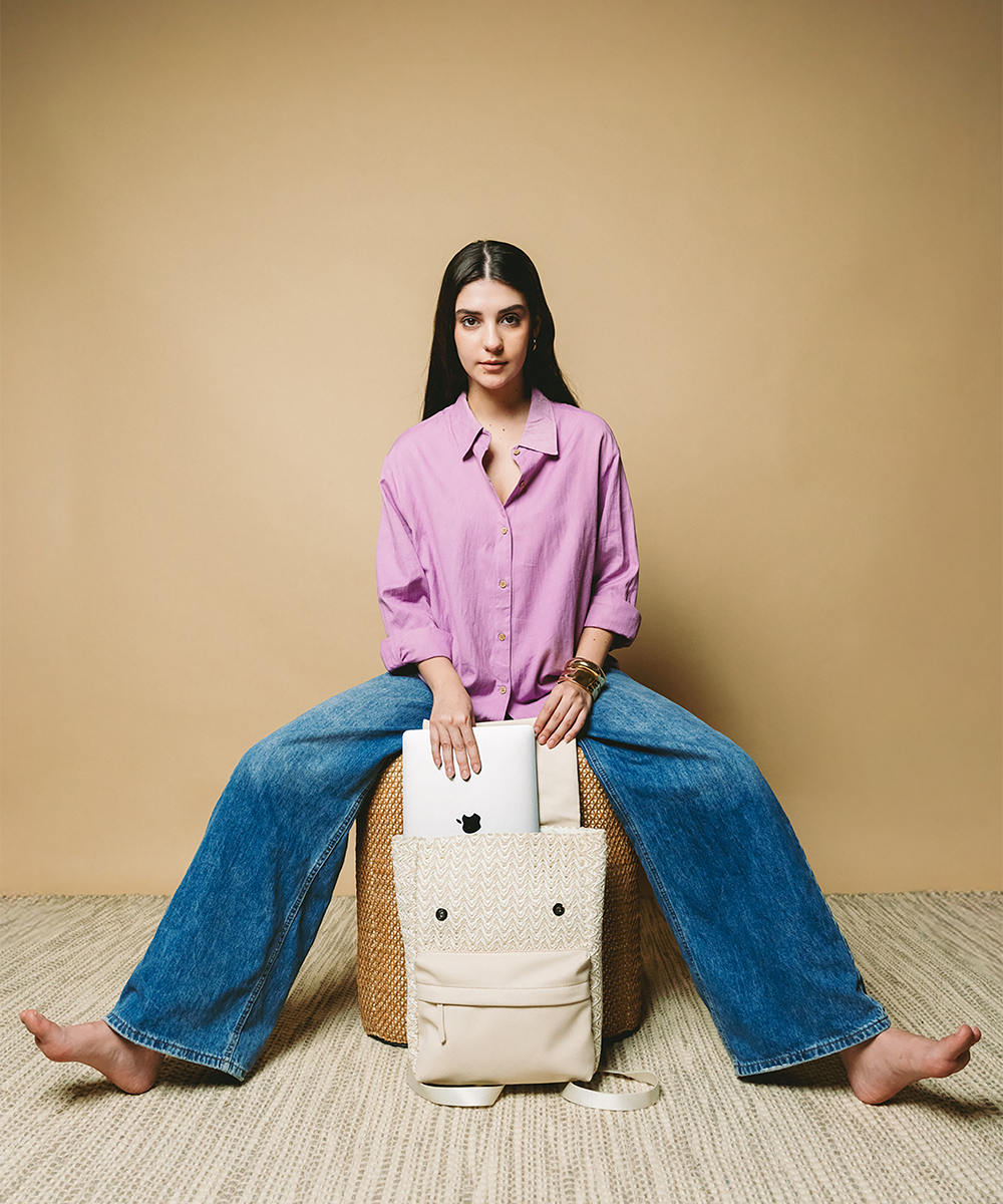 Chic ivory Flap back pack