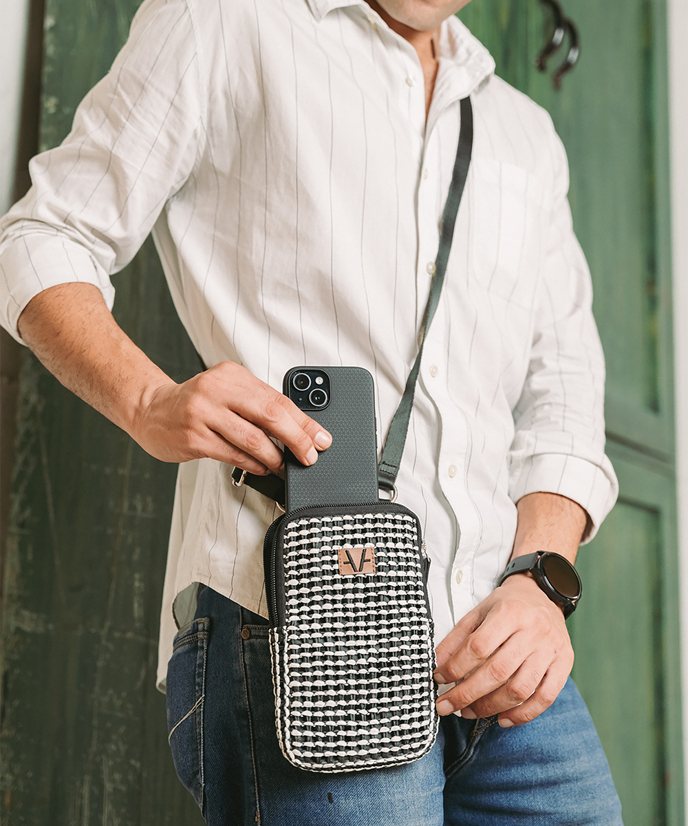 Monochrome Mosaic Mobile Pouch