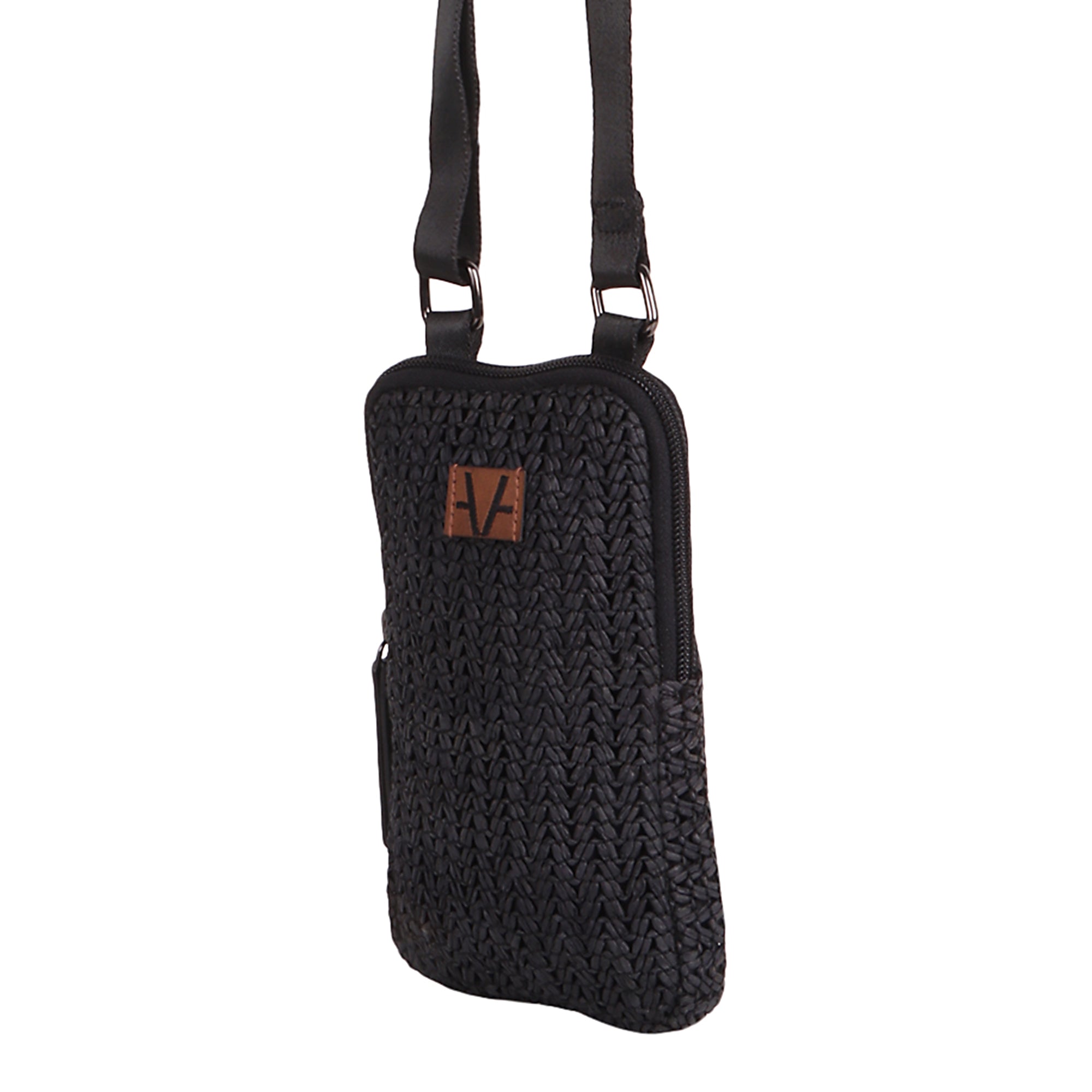 ZENITH Noir Weave Mobile Pouch for Minimalist Women