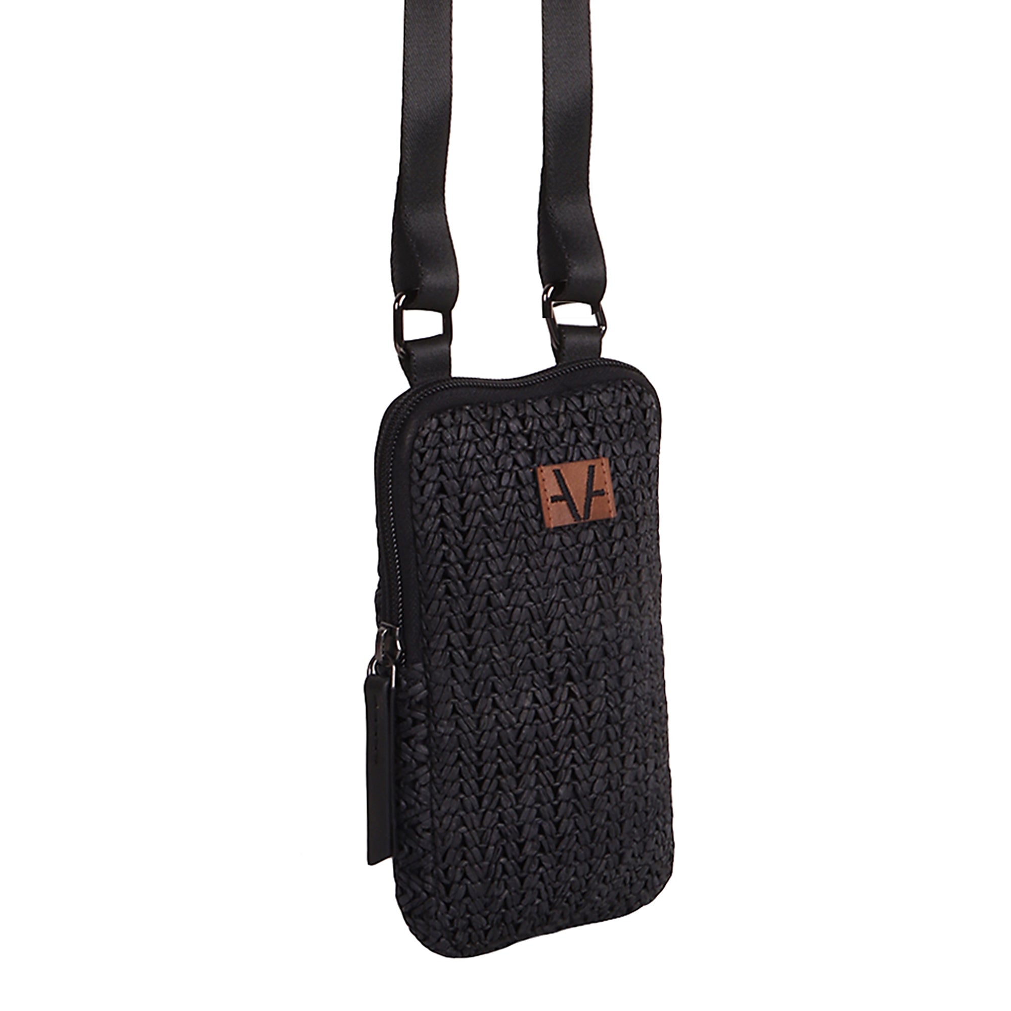 ZENITH Noir Weave Mobile Pouch for Minimalist Women