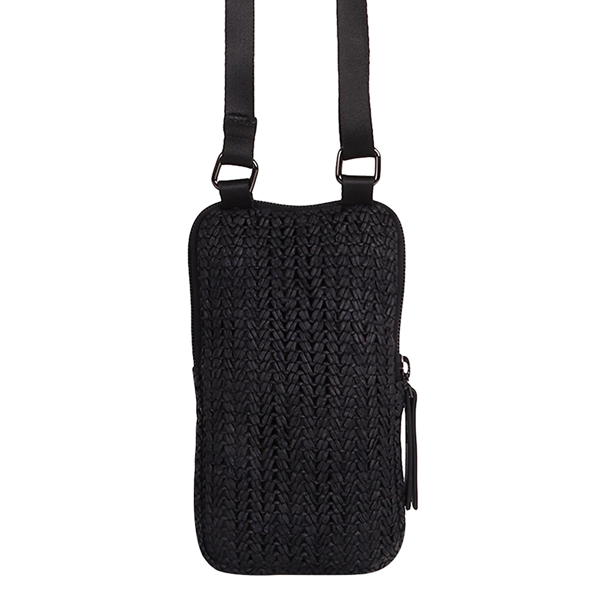 ZENITH Noir Weave Mobile Pouch for Minimalist Women